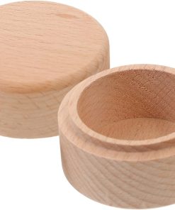 Wooden Jewelry Box Round Wedding Storage Mini Trinket Container Handmade 
Desktop Dresser Decorative