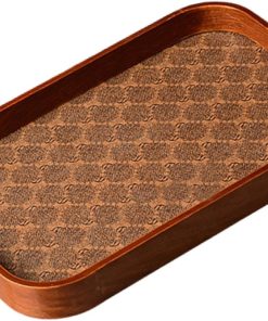 Wooden PU Perfume Jewelry Tray Storage Tray Handmade Multipurpose 
Nightstand Organizer for Watches And Small Items, 24x16x2.5cm